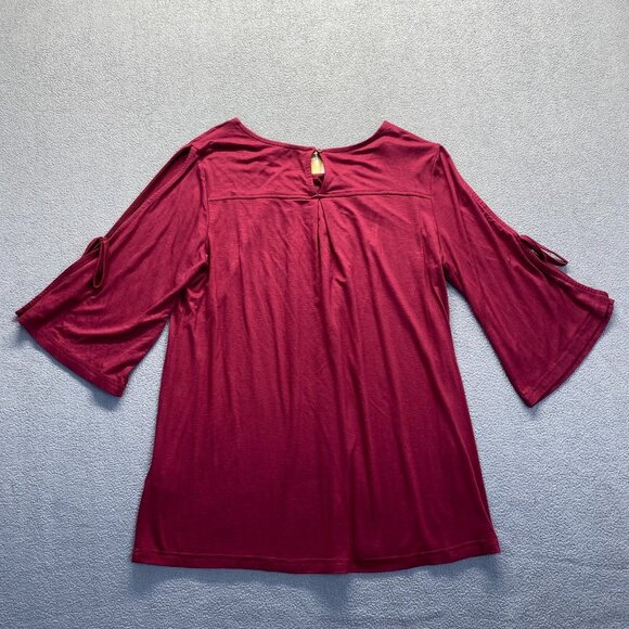 Suzanne Betro Shirt Top Women Size XL 3/4 Sleeve Relaxed,Pleated Front,Soft - Picture 6 of 12